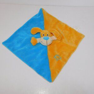 Yellow Blue Puppy Dog Rattle Security blanket Baby Lovey nunu Soother Comforter